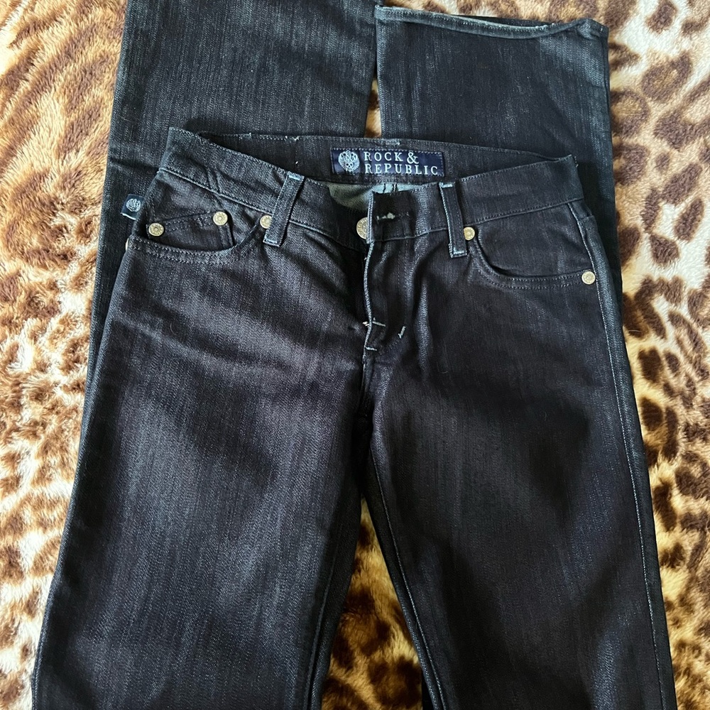 Rock & Republic Women's Dark Gray Straight Leg Jeans